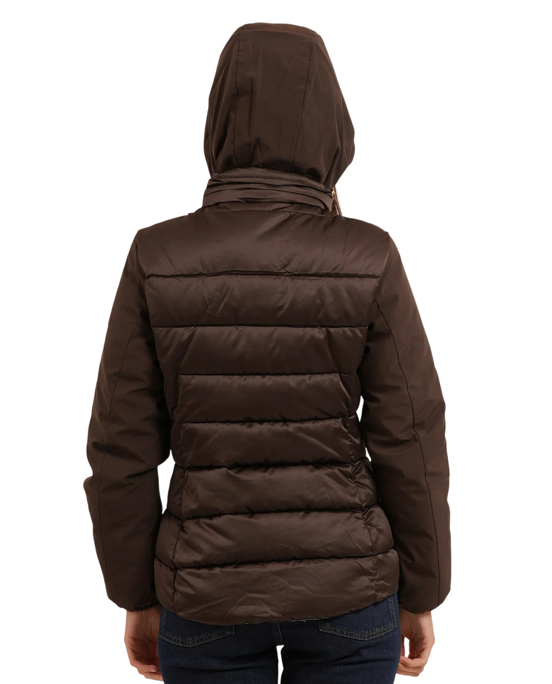 Yes Zee piumino donna con cappuccio marrone moro