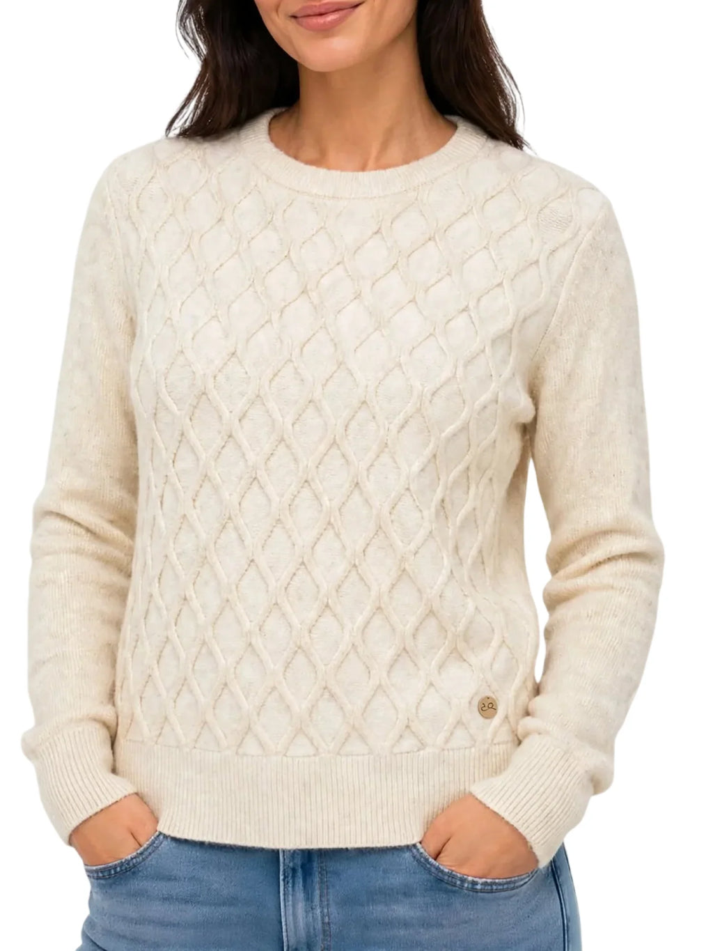 Yes Zee maglia donna misto viscosa a rombi avorio – Mxm Fashion
