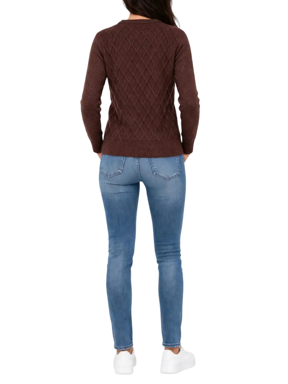 Yes Zee maglia donna misto viscosa a rombi marrone