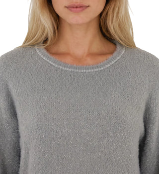 Yes Zee maglia donna con trama lurex grigio M028-IS00 0842 YES-ZEE