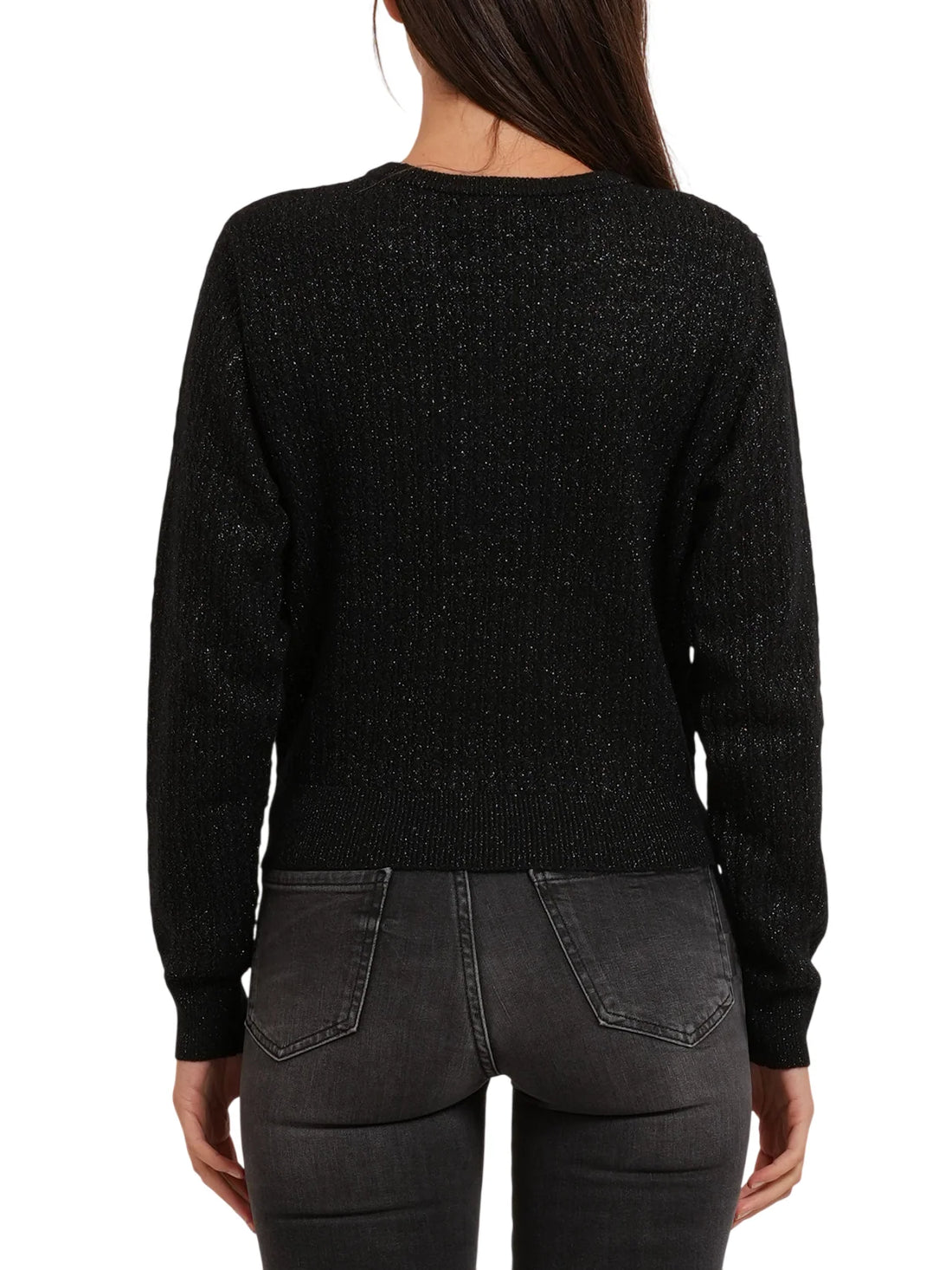 Yes Zee maglia traforata lurex donna misto lana nero