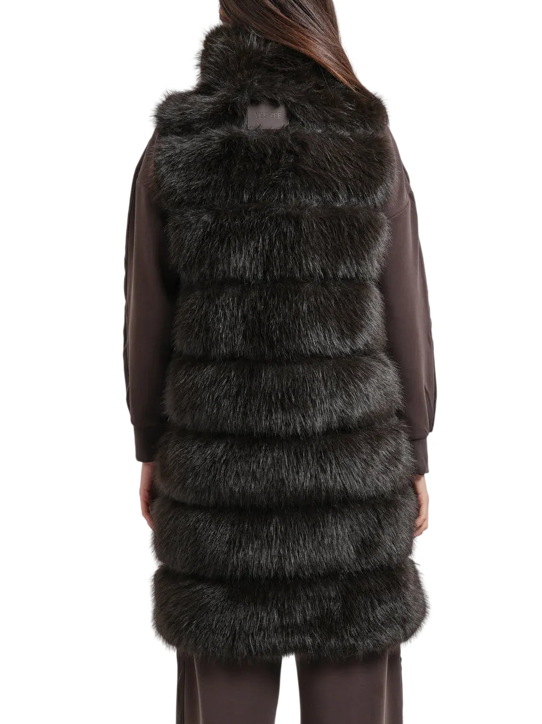 Yes Zee gilet donna in ecopelliccia trapuntata marrone