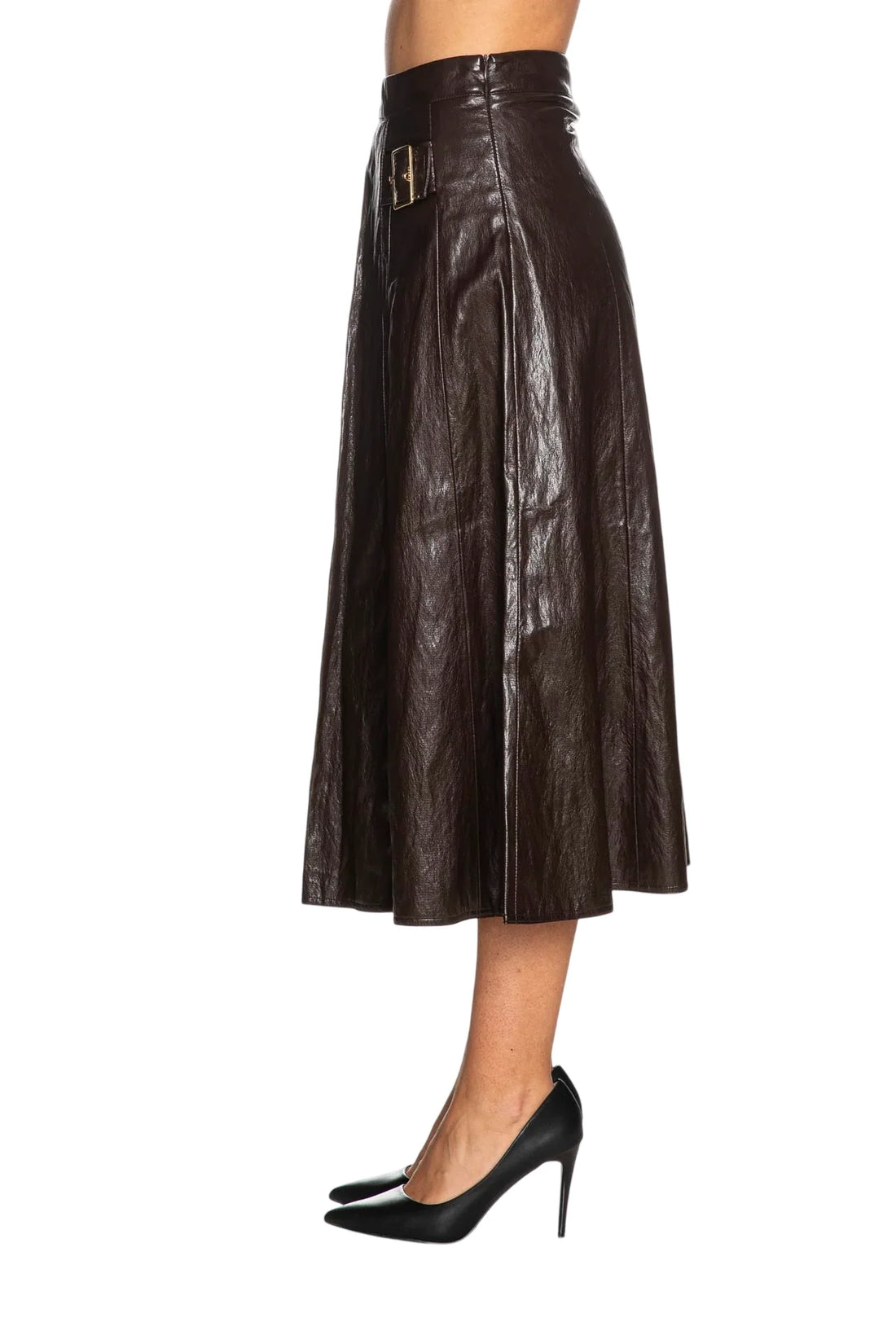 Yes Zee gonna midi donna in ecopelle marrone moro