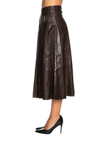 Yes Zee gonna midi donna in ecopelle marrone moro S011-KA00 0232 YES-ZEE 