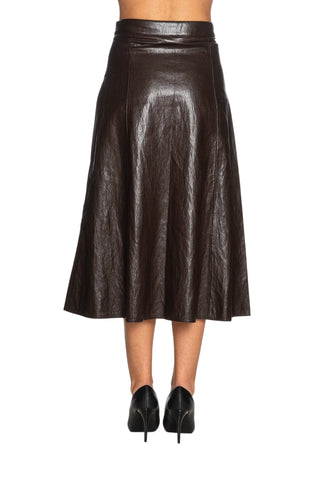 Yes Zee gonna midi donna in ecopelle marrone moro S011-KA00 0232 YES-ZEE