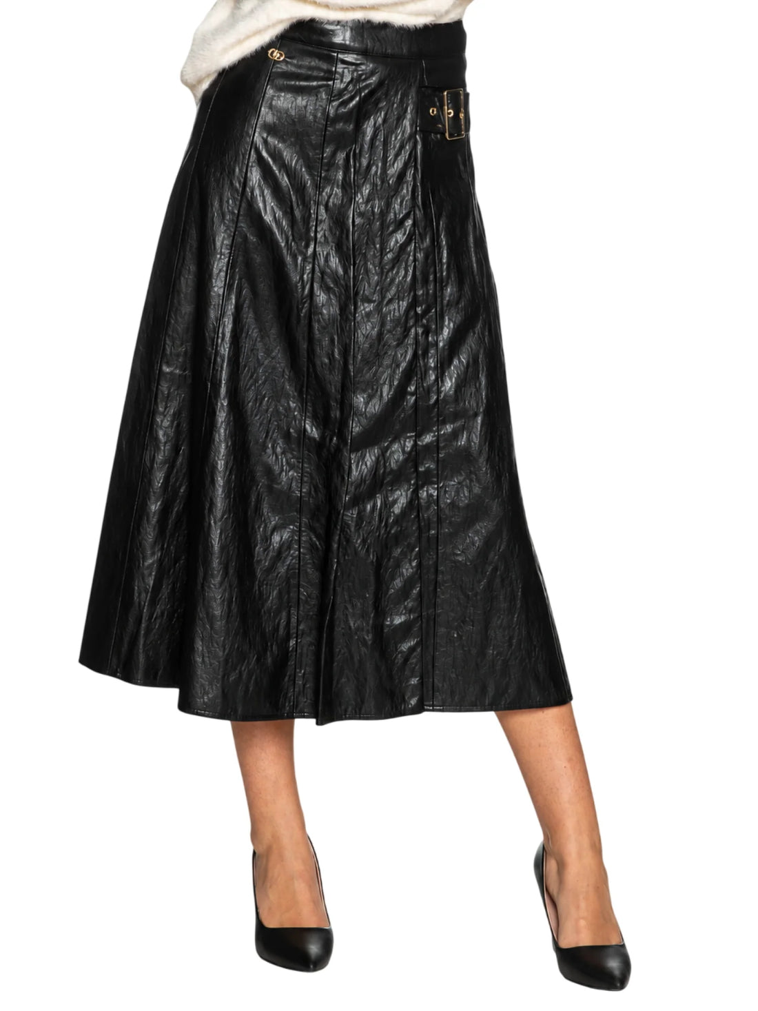 Yes Zee gonna midi donna in ecopelle nero