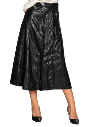 Yes Zee gonna midi donna in ecopelle nero S011-KA00 0801 YES-ZEE