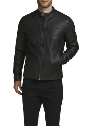 Jack&Jones giubbino biker in ecopelle nero