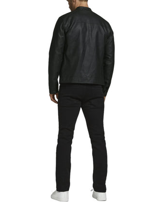 Jack&Jones giubbino biker in ecopelle nero