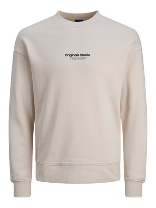 Jack&Jones felpa girocollo con stampa beige