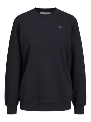 Jjxx felpa donna con interno felpato nero 12223962 BLACK WHITELOGO JJXX