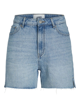 JJXX shorts a vita alta in denim lavaggio blu chiaro