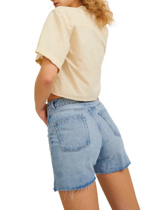 JJXX shorts a vita alta in denim lavaggio blu chiaro