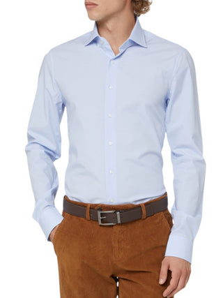 Michael Kors camicia manica lunga Parma slim fit celeste