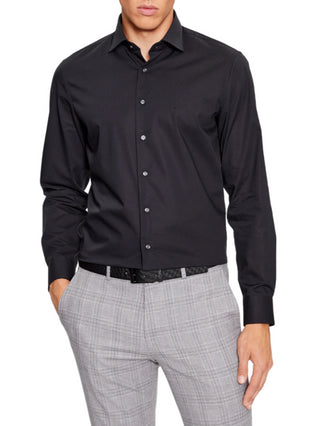 Michael Kors camicia a manica lunga slim fit in cotone stretch nero