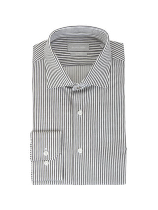 Michael Kors camicia slim fit a righe con logo monogram bianco nero