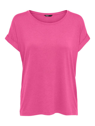 ONLY T-shirt a manica corta con risvolto Fucsia