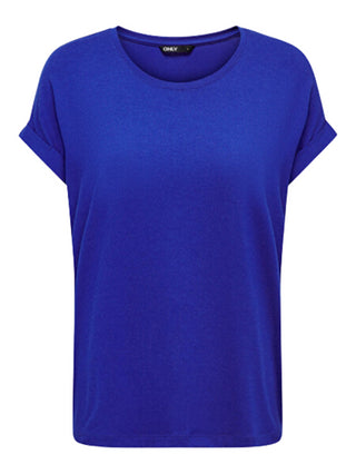 Only T-shirt a maniche corte in misto viscosa blu