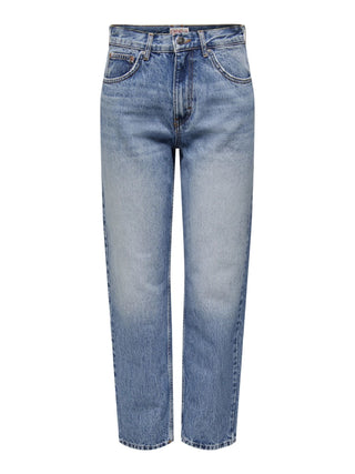 Only jeans vita alta Robyn con gamba straight lavaggio blu medio