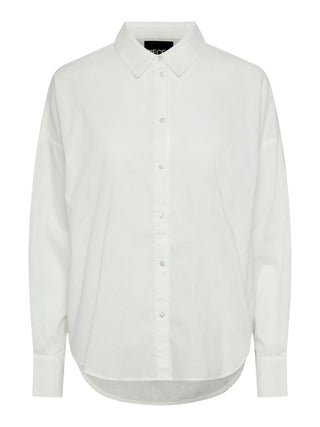 PIECES Camicia a maniche lunghe in cotone Bianco