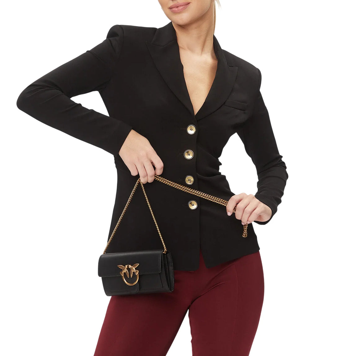 Pinko pochette Love One Wallet in pelle nero oro