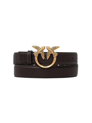 Pinko cintura in pelle con fibbia Love Birds h3 nero oro