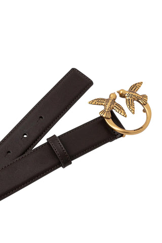 Pinko cintura in pelle con fibbia Love Birds h3 nero oro