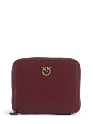 Pinko portafogli in pelle Taylor con zip bordeaux oro 100249-A0F1 WW5Q PINKO 