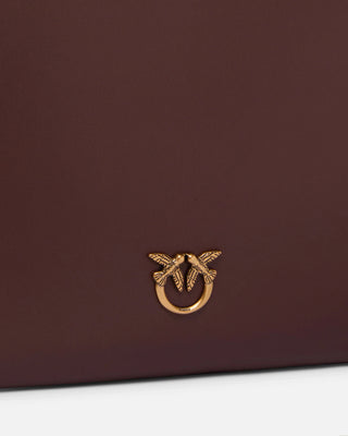 Pinko pochette Flat Classic in pelle con tracolla bordeaux oro 100455-A0F1 WW5Q PINKO