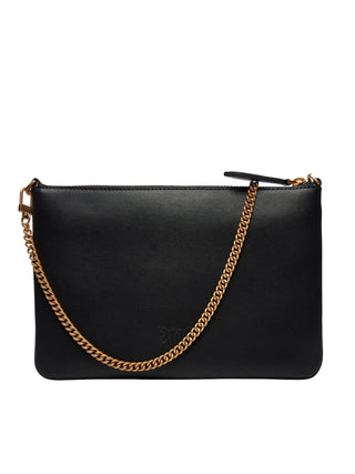 Pinko pochette Flat Classic in pelle con tracolla nero oro 100455-A0F1 Z99Q PINKO 