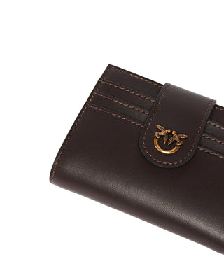 Pinko portafogli in pelle Multi Purpose marrone oro 103610-A0F1 M12Q PINKO