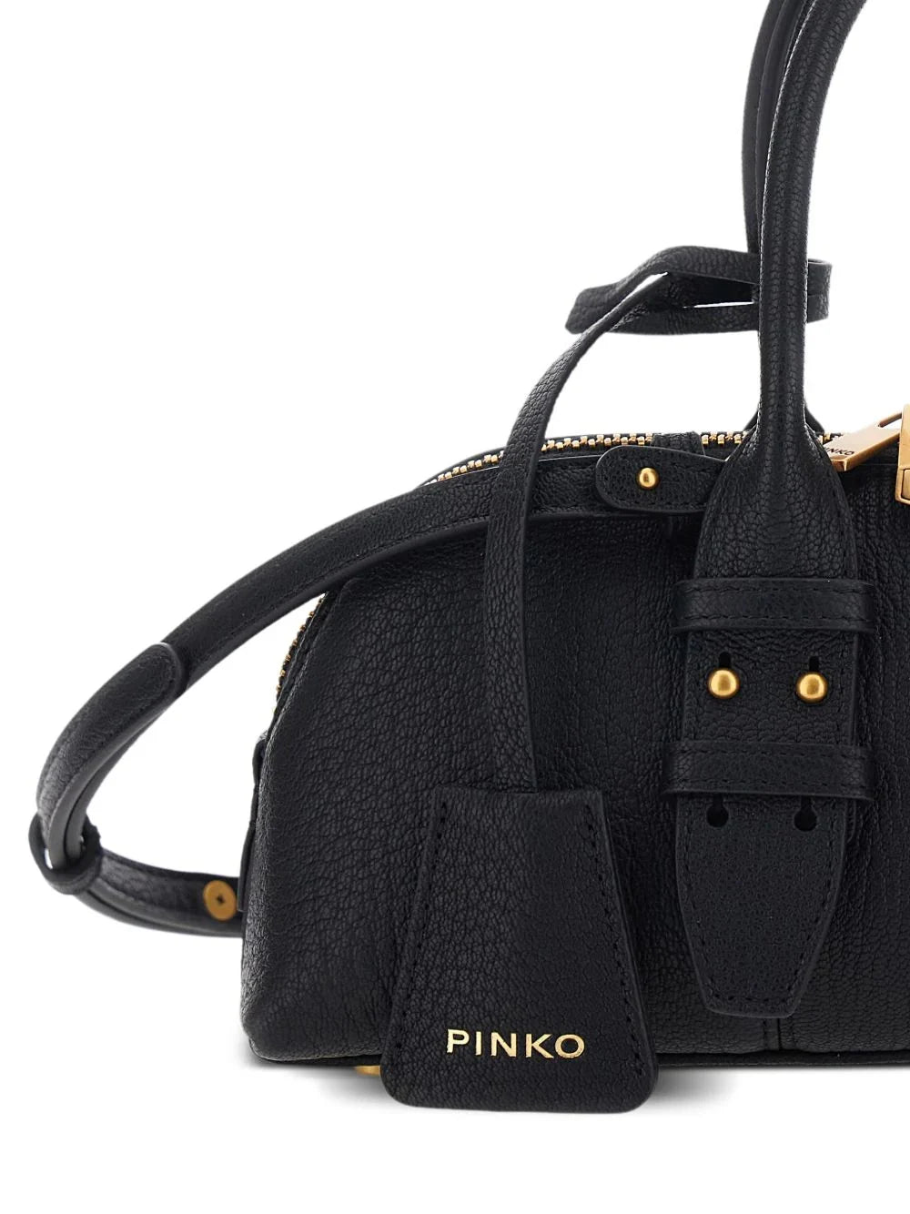 Pinko borsa Bowling Bag in pelle nero oro