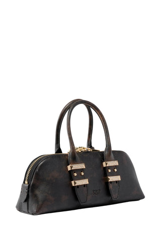 Pinko borsa a mano Bowling Bag Horizontal Cloud in pelle marrone 105334-A3LO L64Y PINKO 