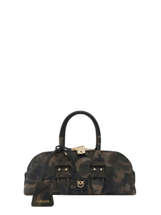Pinko borsa Bowling Bag Horizontal Suede camouflage verde marrone 105334-A3LR ST3Y PINKO 