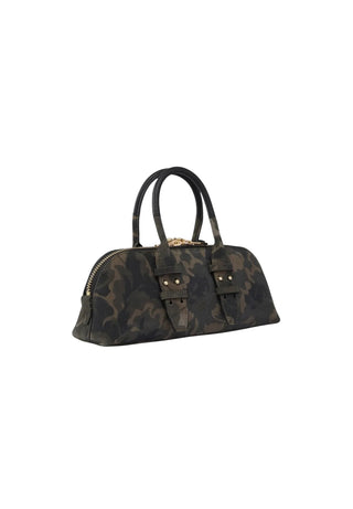 Pinko borsa Bowling Bag Horizontal Suede camouflage verde marrone 105334-A3LR ST3Y PINKO