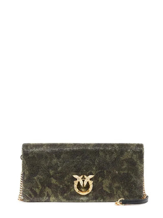 Pinko borsa Click Soft Horizontal Classic con strass camouflage verde 106022-A3LL ST3Y PINKO 