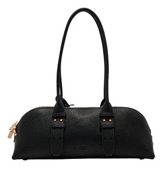 Pinko borsa a mano Bowling Horizontal Big in pelle martellata nero oro