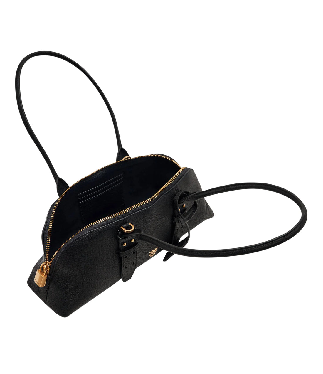 Pinko borsa a mano Bowling Horizontal Big in pelle martellata nero oro