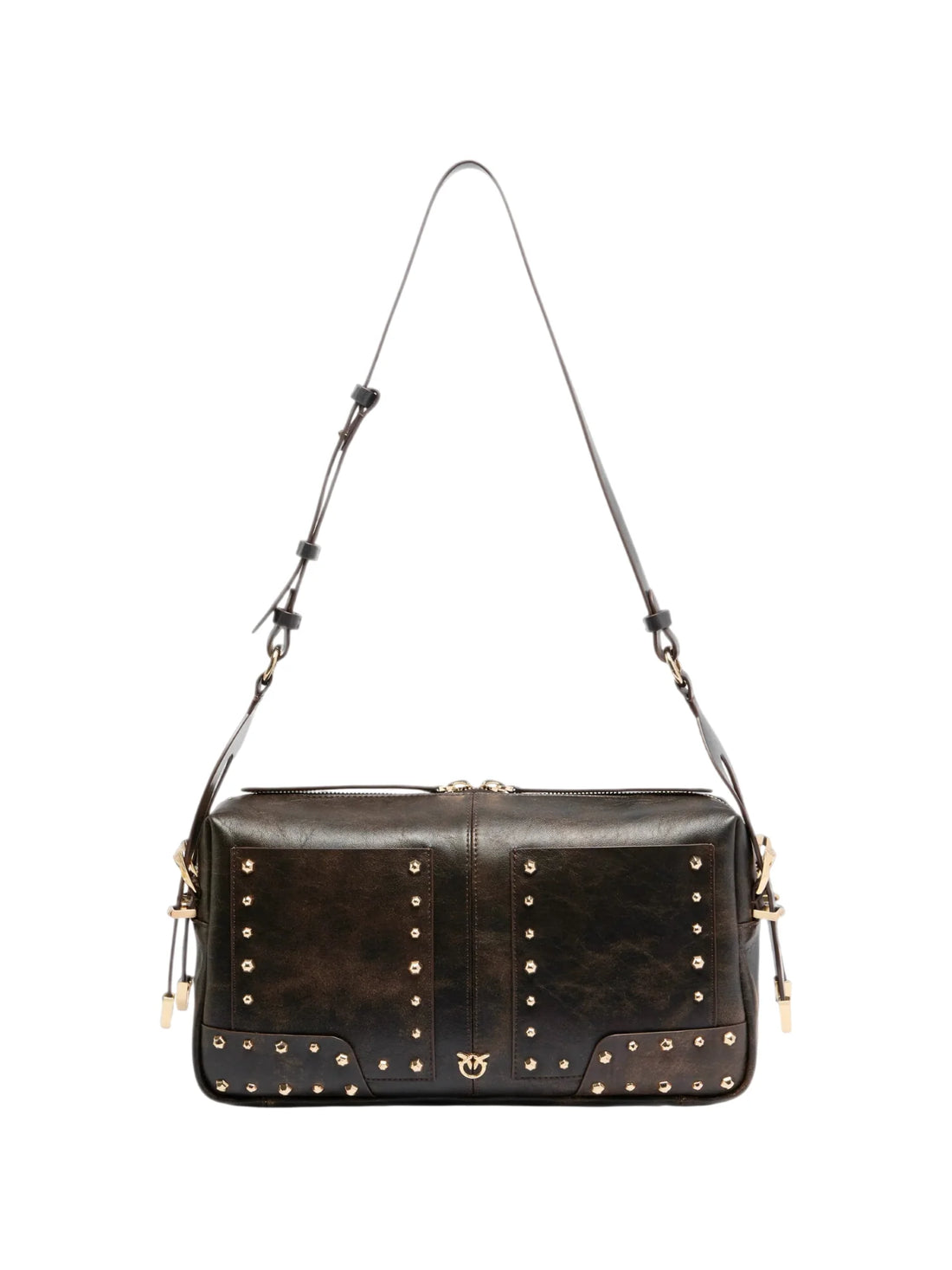 Pinko borsa a tracolla 24 Classic Patch Cloud in pelle marrone moro