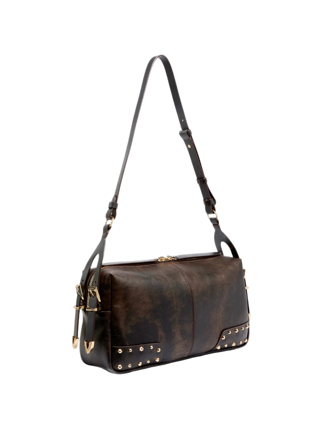 Pinko borsa a tracolla 24 Classic Patch Cloud in pelle marrone moro
