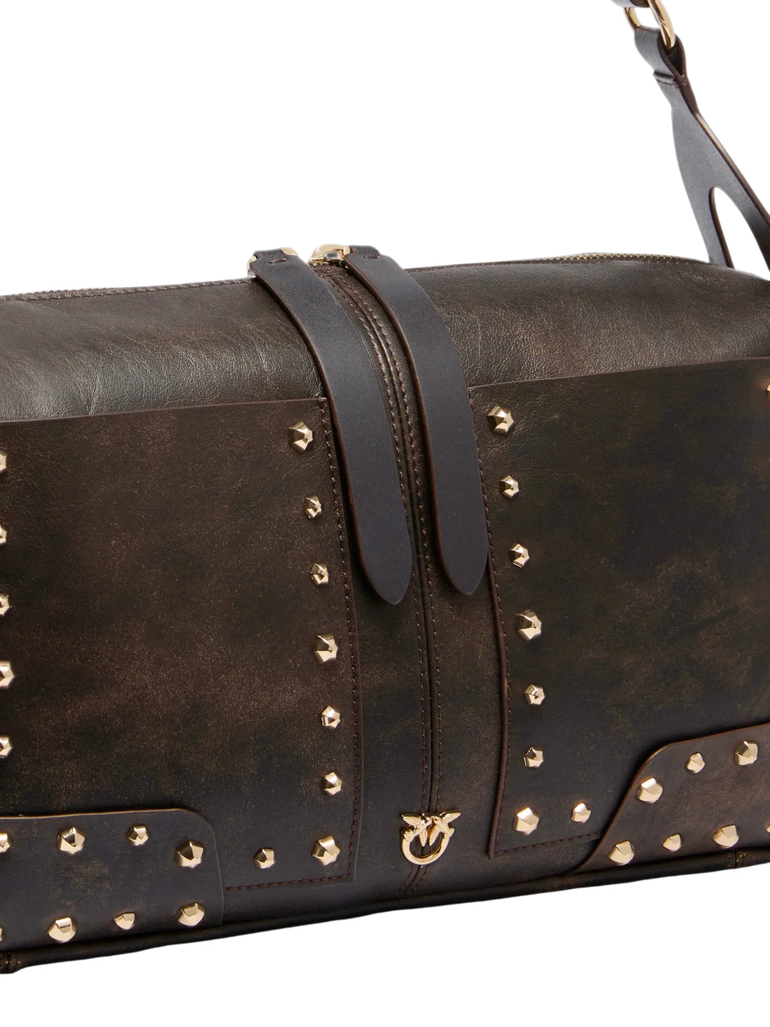 Pinko borsa a tracolla 24 Classic Patch Cloud in pelle marrone moro