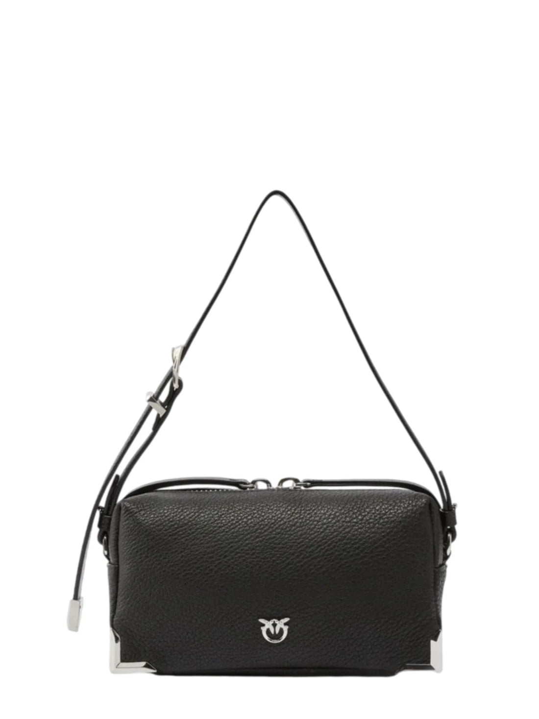 Pinko borsa Bauletto Trittico in pelle martellata nero argento