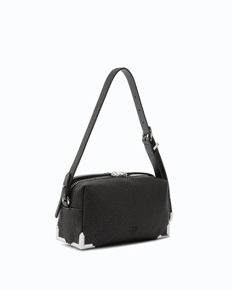 Pinko borsa Bauletto Trittico in pelle martellata nero argento