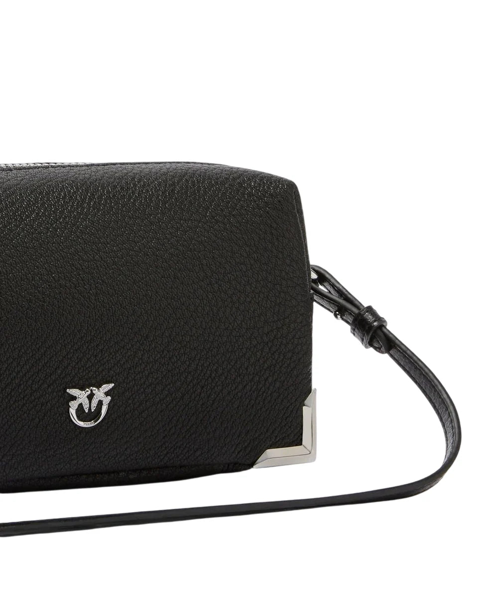 Pinko borsa Bauletto Trittico in pelle martellata nero argento