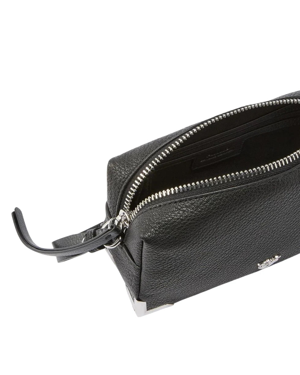 Pinko borsa Bauletto Trittico in pelle martellata nero argento