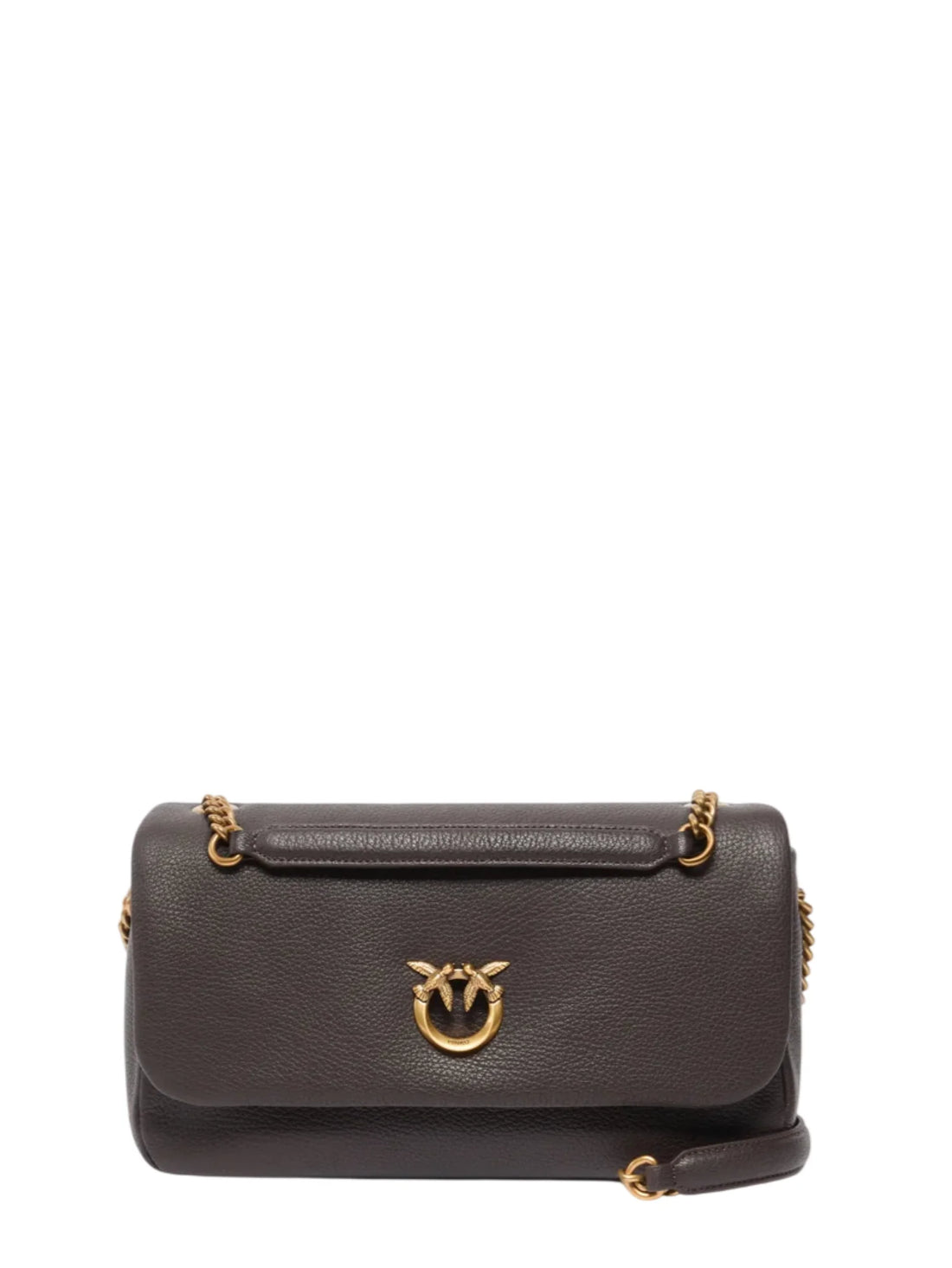Pinko borsa a spalla in pelle Click Soft Horizontal Chain marrone moro