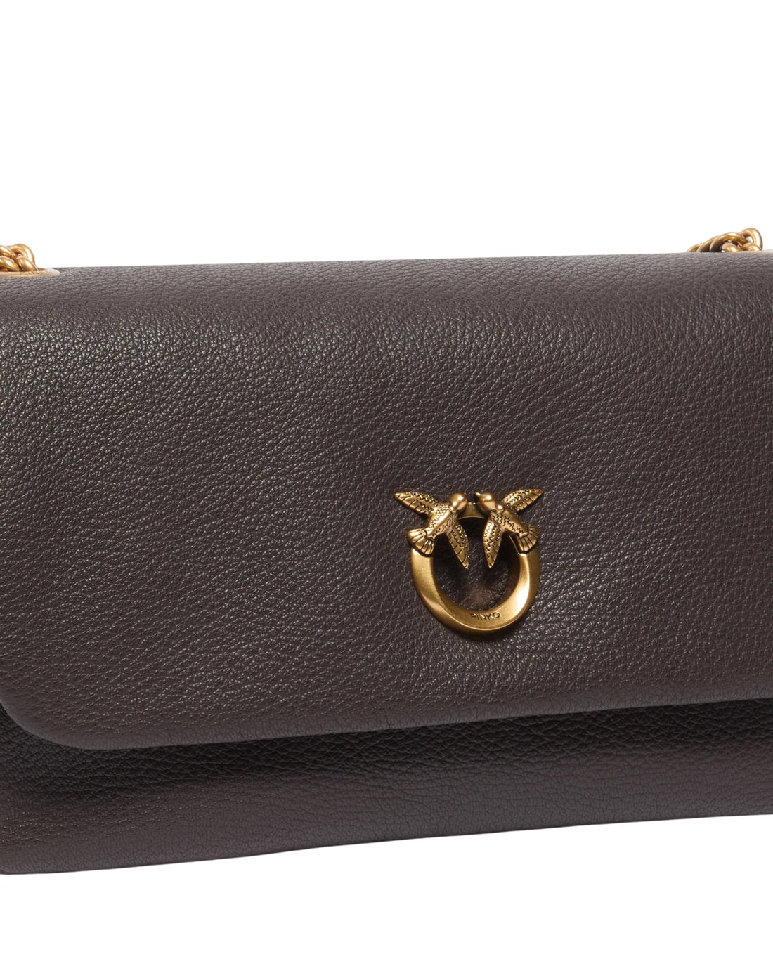 Pinko borsa a spalla in pelle Click Soft Horizontal Chain marrone moro