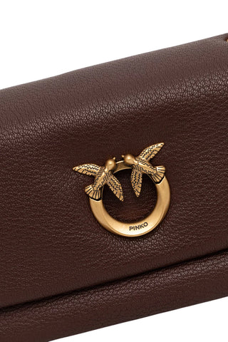 Pinko borsa Click Soft Horizontal Chain in pelle martellata marrone 107038-A3CX L88Q PINKO