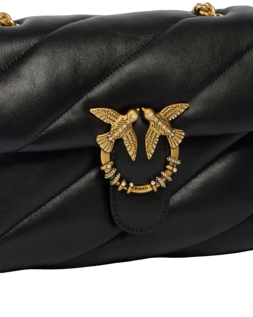 Pinko borsa Love Bag Puff Classic New Buckle nero oro