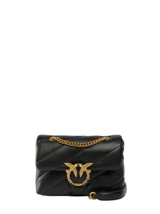 Pinko borsa a spalla Love Bag Puff Mini New Buckle in pelle nero oro 107058-A0F2 Z99Q PINKO 